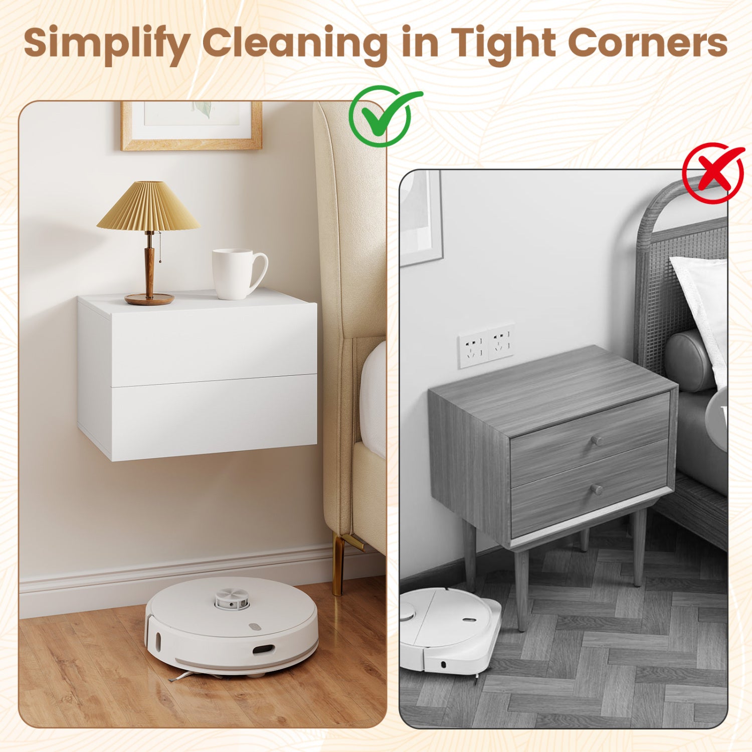 Floating Nightstand with 2 Storage Drawers Wall Mounted for Bedroom-White