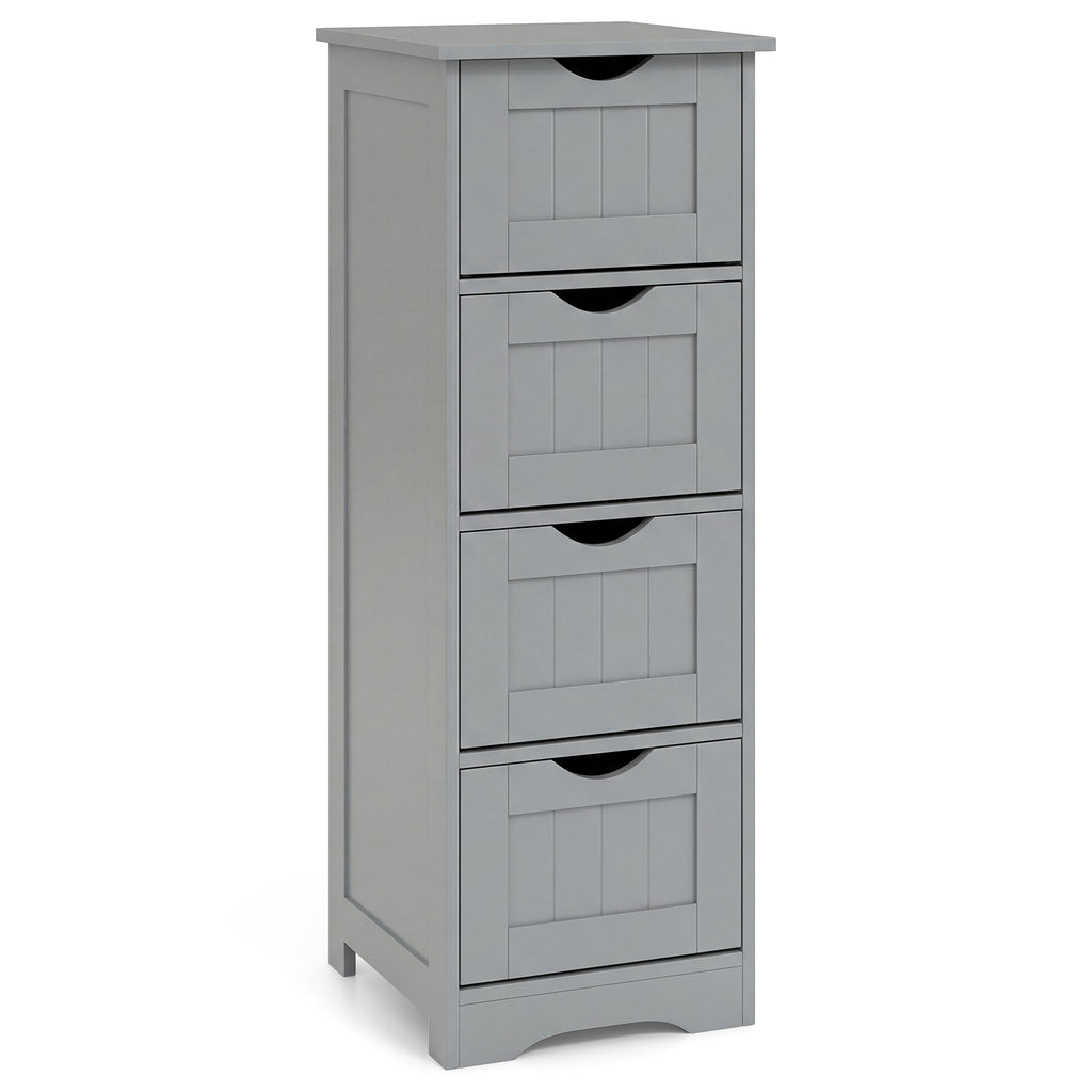 Floor Wooden Free Standing Storage Side Organizer for Bathroom-Gray