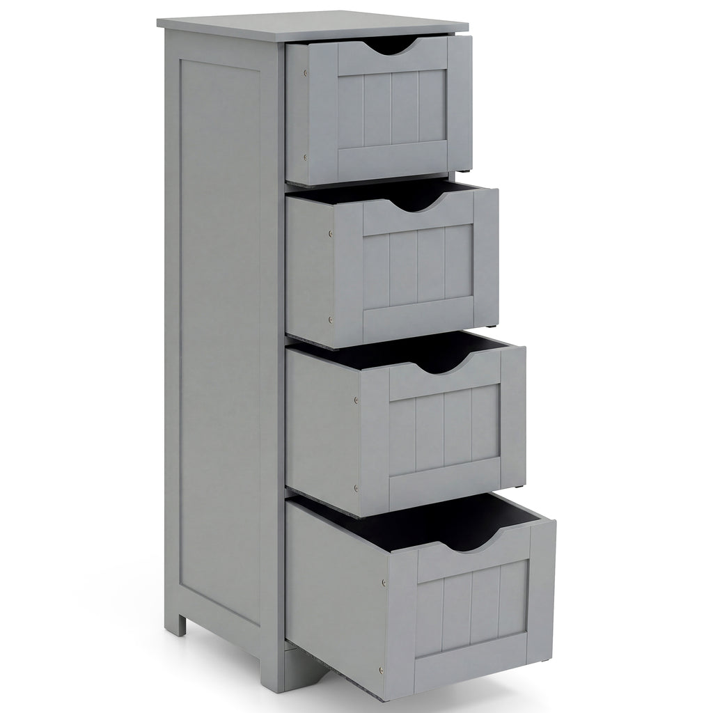 Floor Wooden Free Standing Storage Side Organizer for Bathroom-Gray