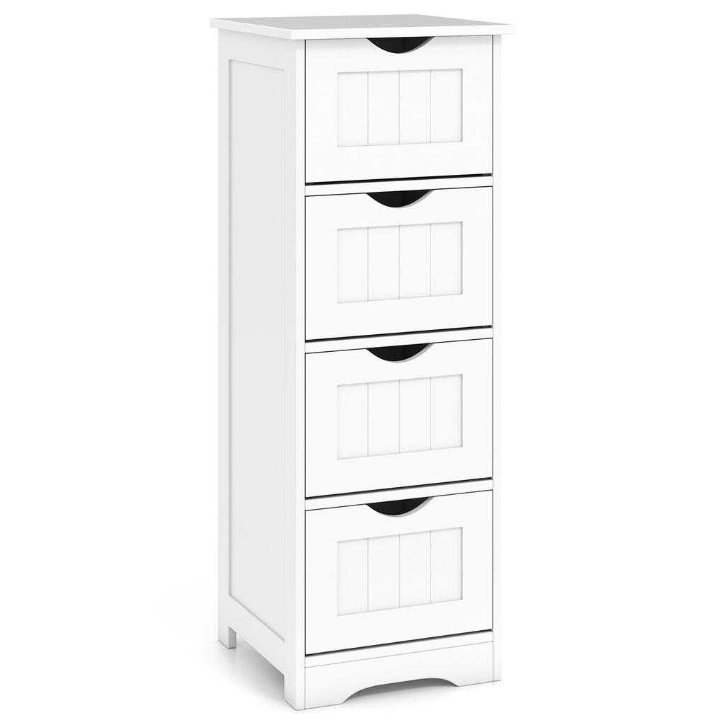 Floor Wooden Free Standing Storage Side Organizer for Bathroom-White