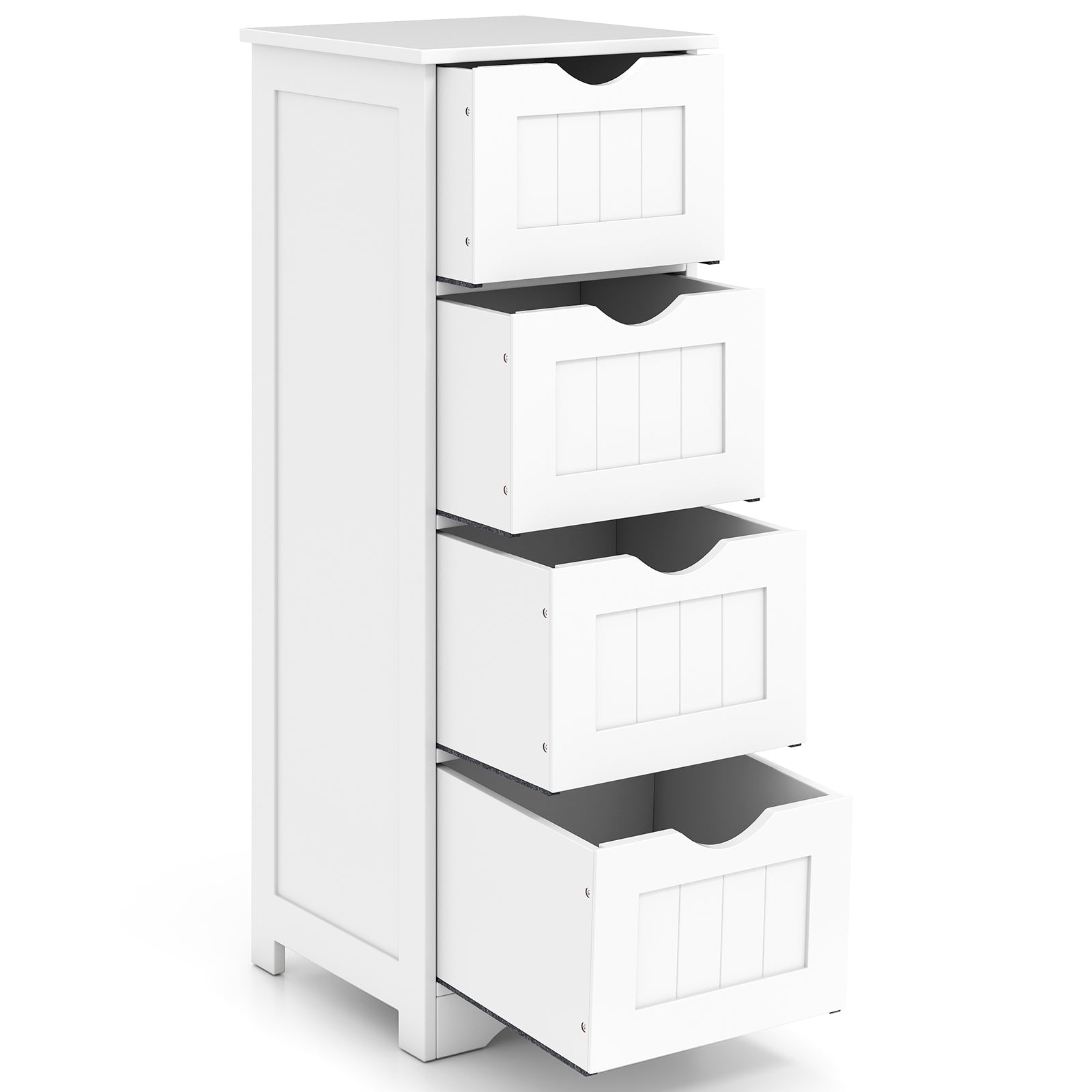 Floor Wooden Free Standing Storage Side Organizer for Bathroom-White