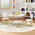 Flower-shaped Kids Table Set with Solid Pine Wood Legs-White