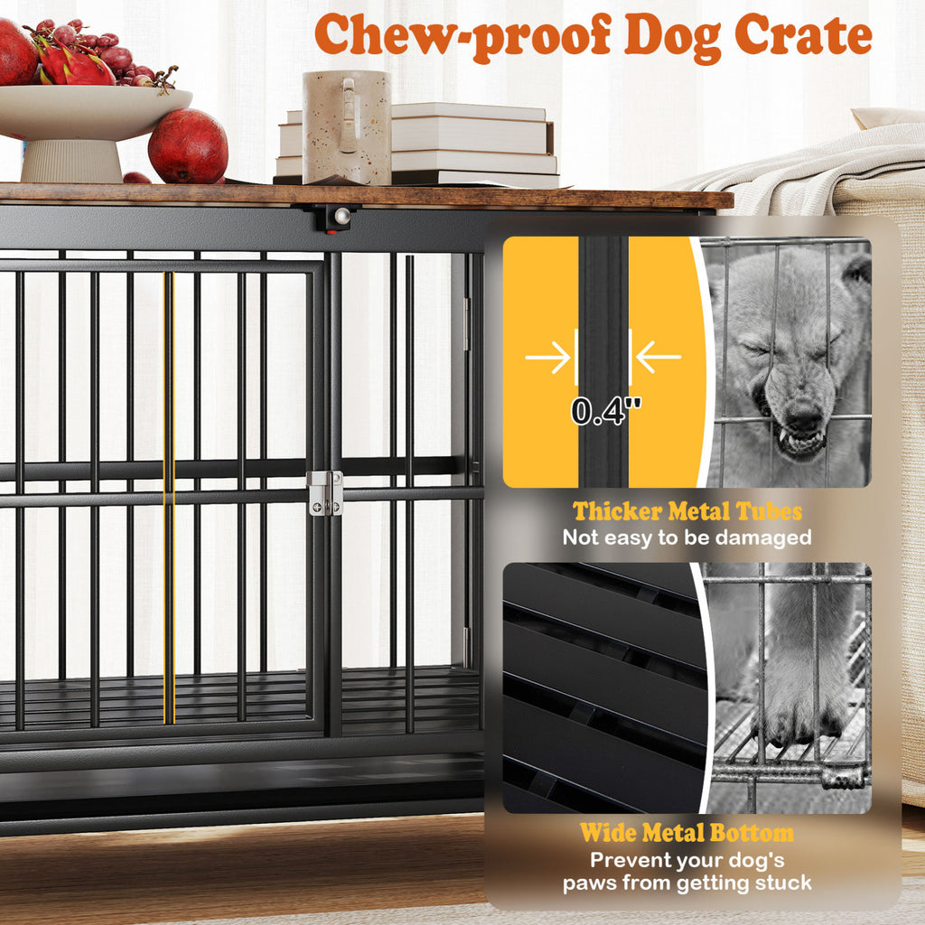 Foldable Dog Crate Furniture with Removable Tray and Lockable Door-S
