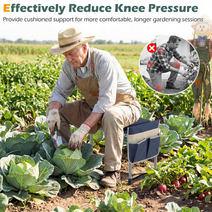 Foldable Garden Kneeler and Seat for Seniors Gardeners-Navy