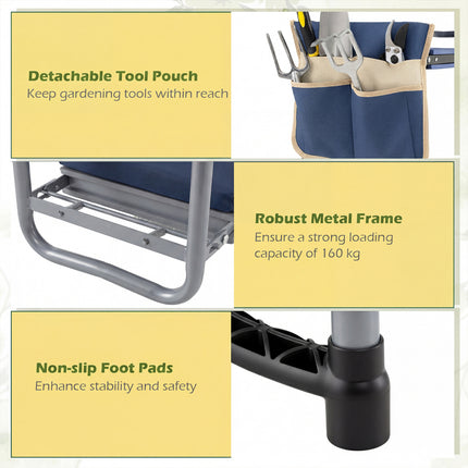 Foldable Garden Kneeler and Seat for Seniors Gardeners-Navy