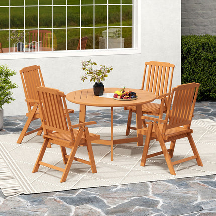 Foldable Patio Chair All-Weather HDPE Outdoor Dining Chair with Armrest-Brown
