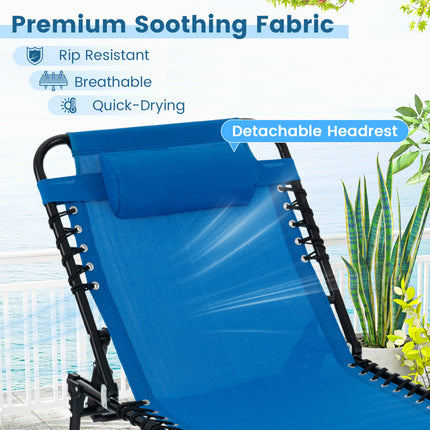 Foldable Recline Lounge Chair with Adjustable Backrest and Footrest-Blue