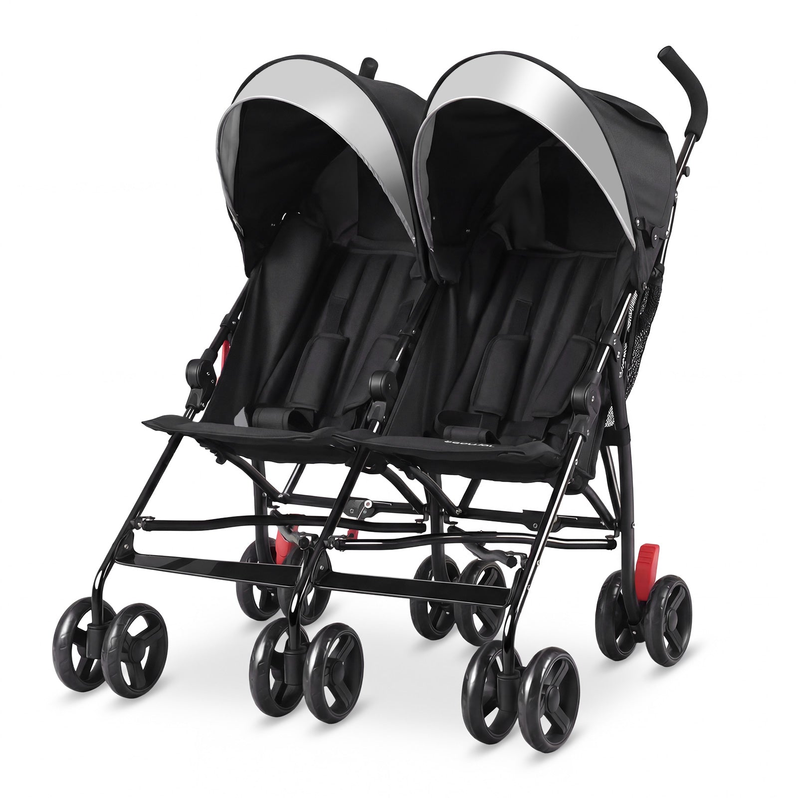 Foldable Twin Baby Double Stroller Ultralight Umbrella Kids Stroller-Black