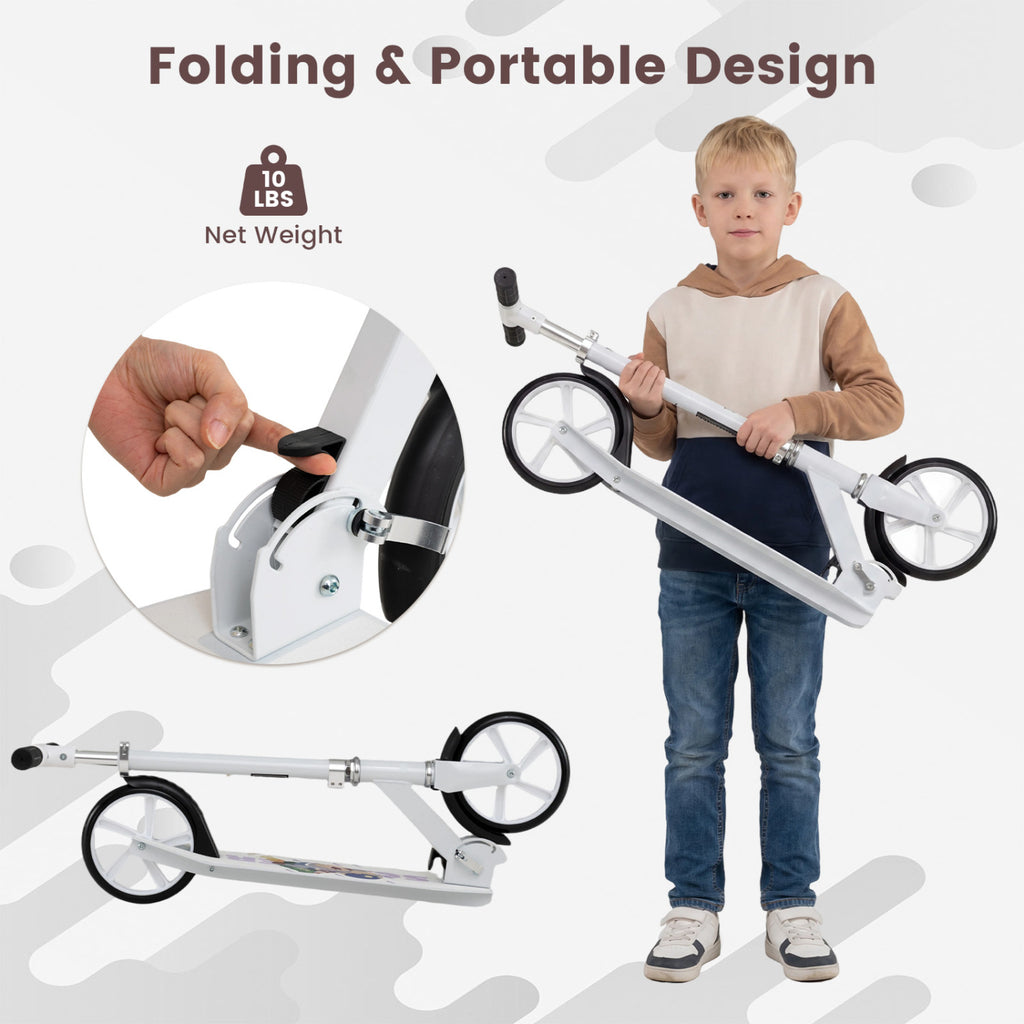 Folding Aluminum Alloy Scooter with 3 Adjustable Heights-White