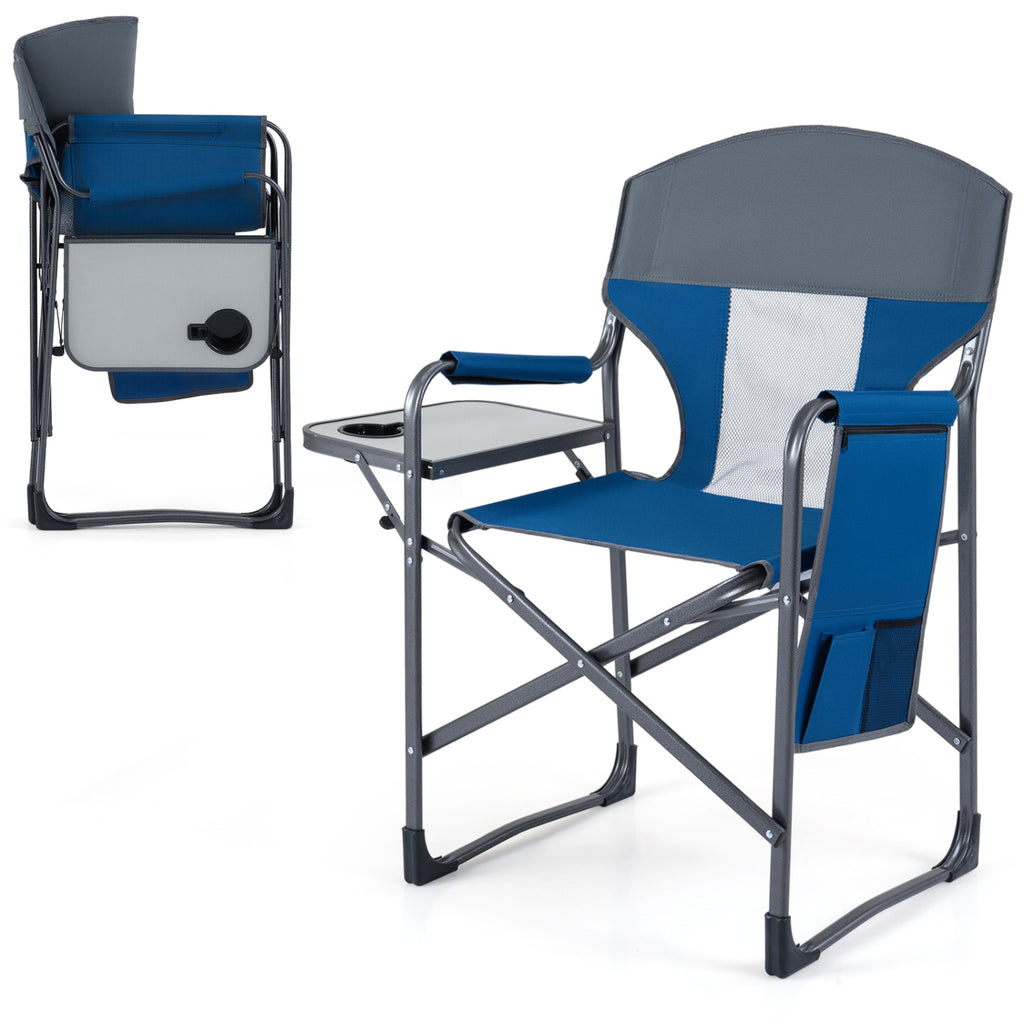 Folding Camping Chair with Cup Holder and Storage Pocket-Navy