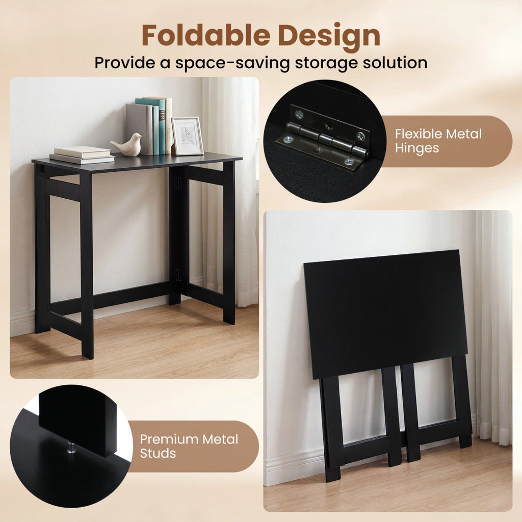 Folding Console Table with Foldable Legs-Black