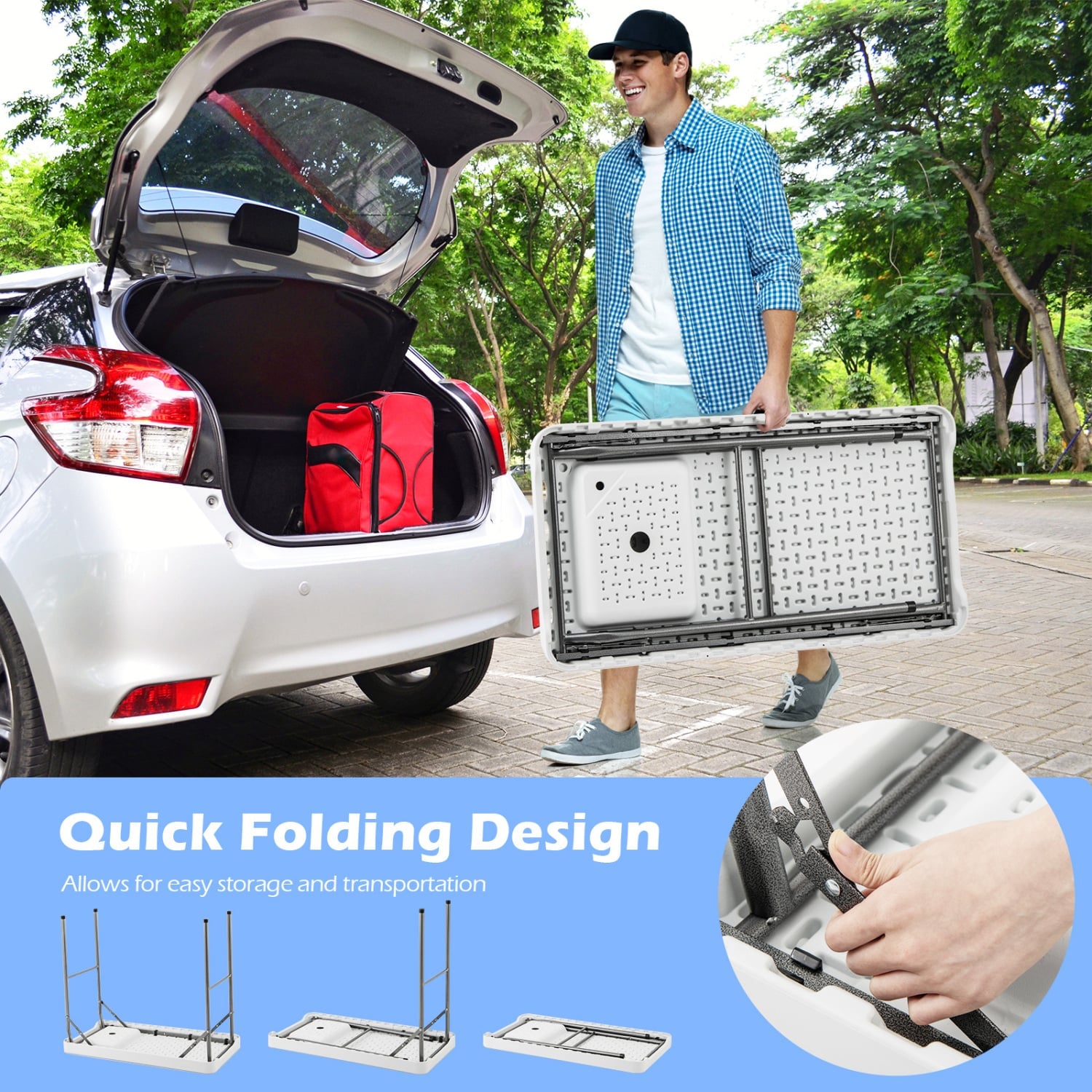 Folding Fish Cleaning Table with Rotatable Faucet & Drainage Hose for Fishing