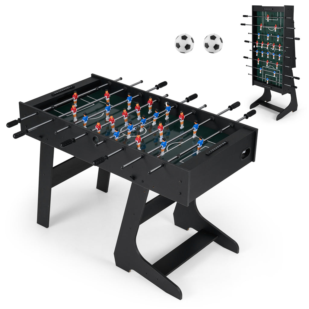 Folding Foosball Table with 22 Players and Slide Scorers Space-Saving Game Table-Black