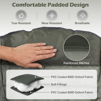 Folding Oversized Camping Chair with Side Pockets and Cup Holder-Green