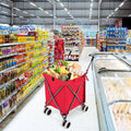 Folding Shopping Utility Cart with Water-Resistant Removable Canvas Bag-Red