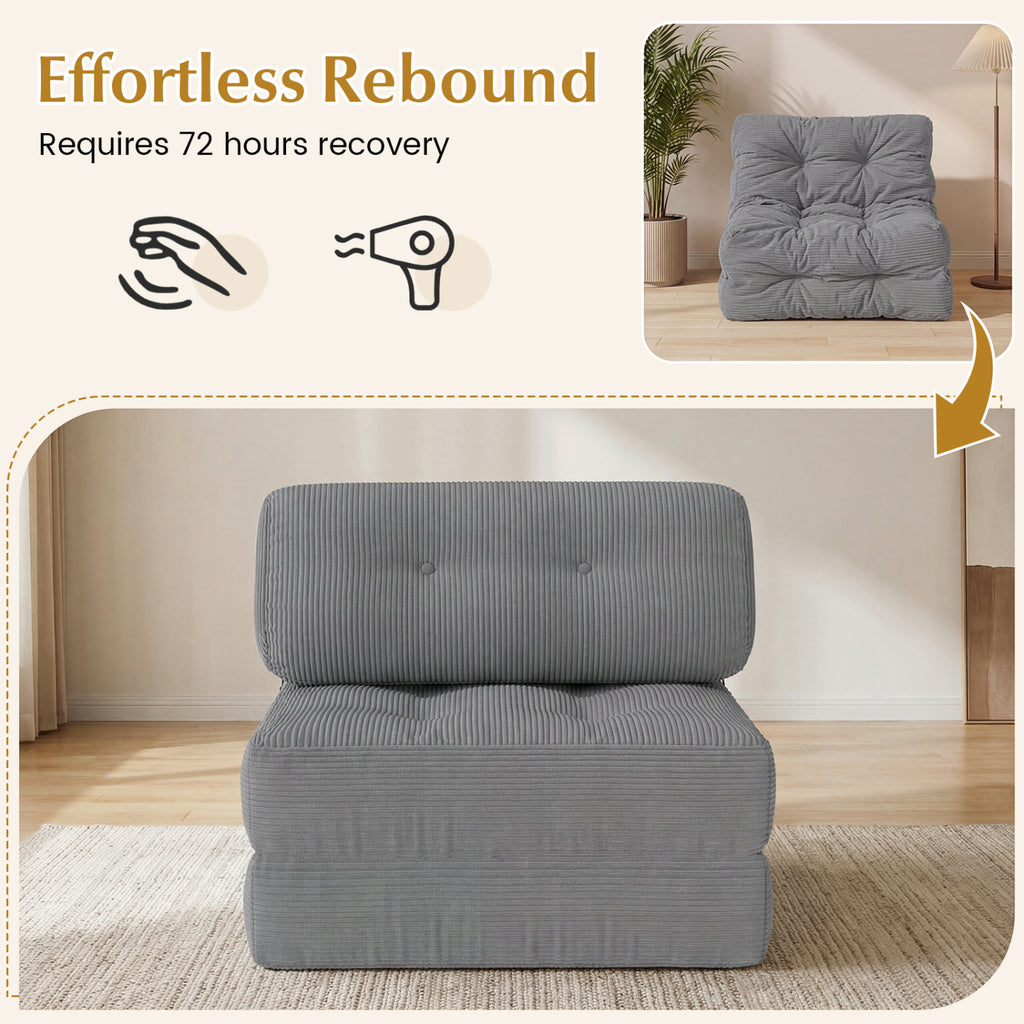 Folding Sofa Bed with Pillow and Back Support for Living Room-Gray