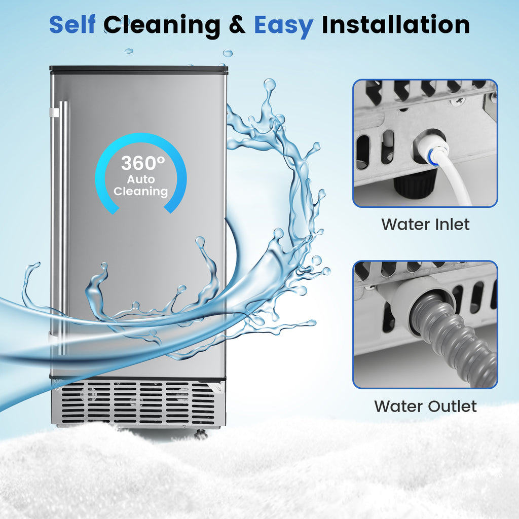 Free-Standing Built-In Undercounter Ice Maker-Silver