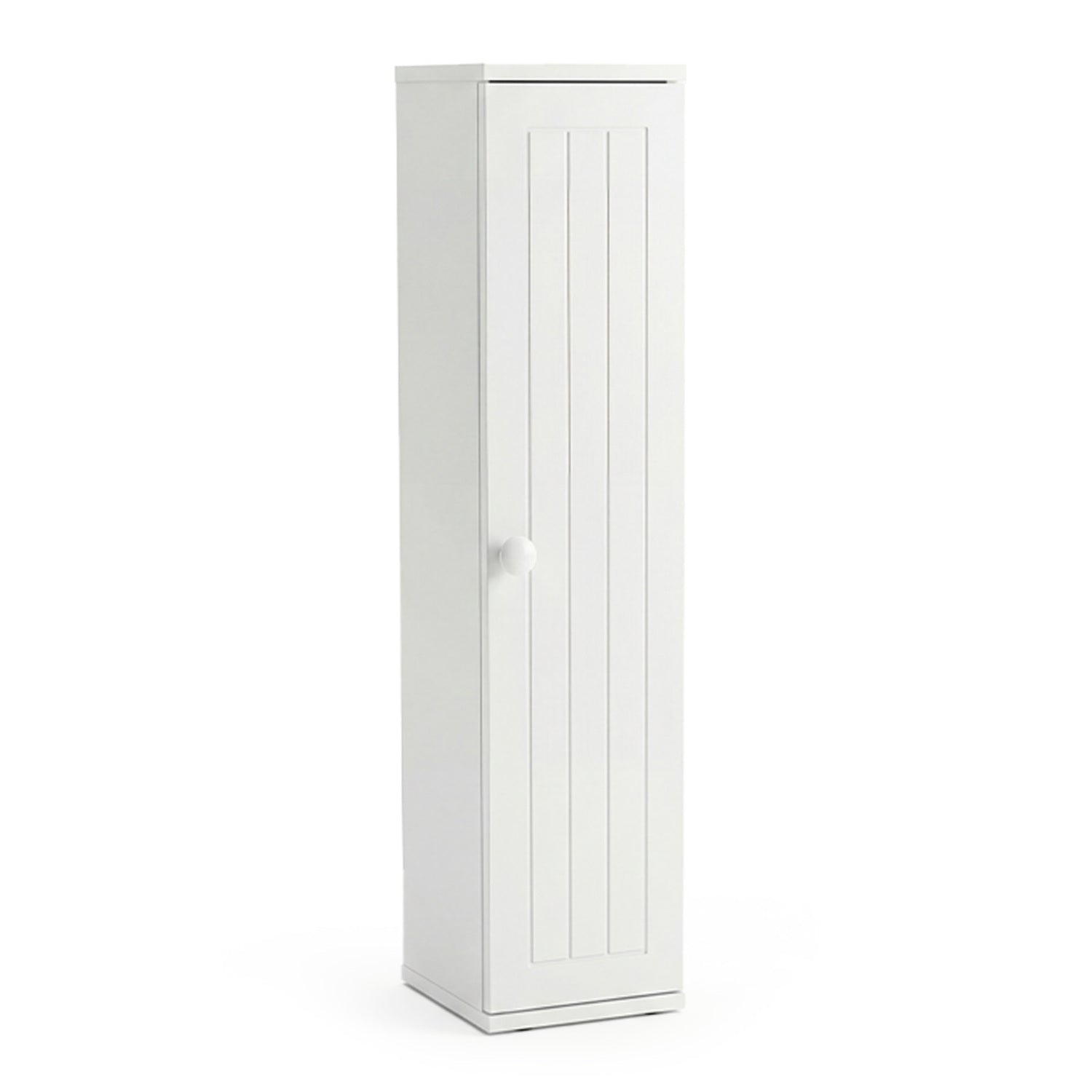 Free Standing Toilet Paper Holder with 4 Shelves and Top Slot for Bathroom-White