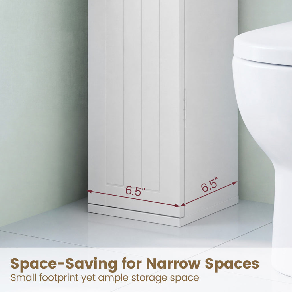 Free Standing Toilet Paper Holder with 4 Shelves and Top Slot for Bathroom-White