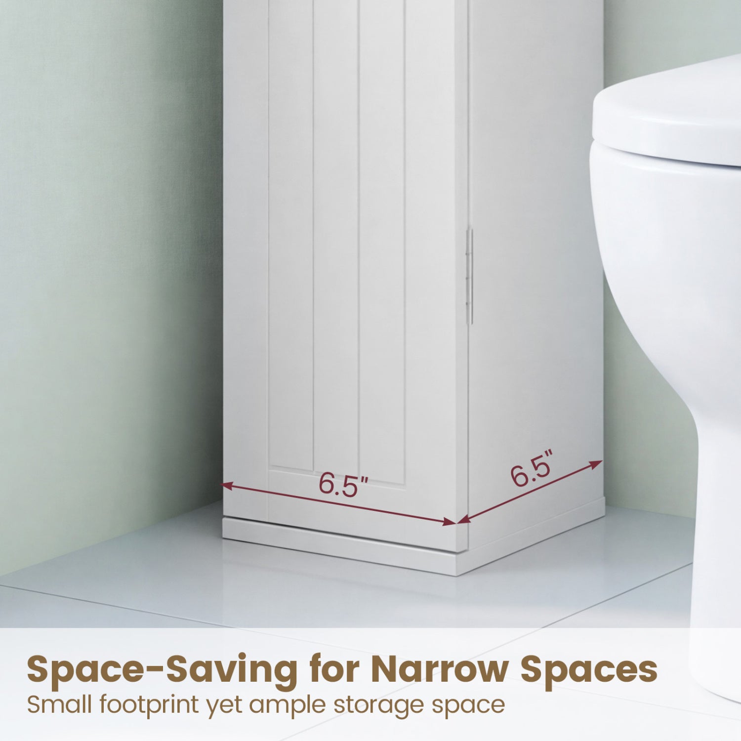 Free Standing Toilet Paper Holder with 4 Shelves and Top Slot for Bathroom-White