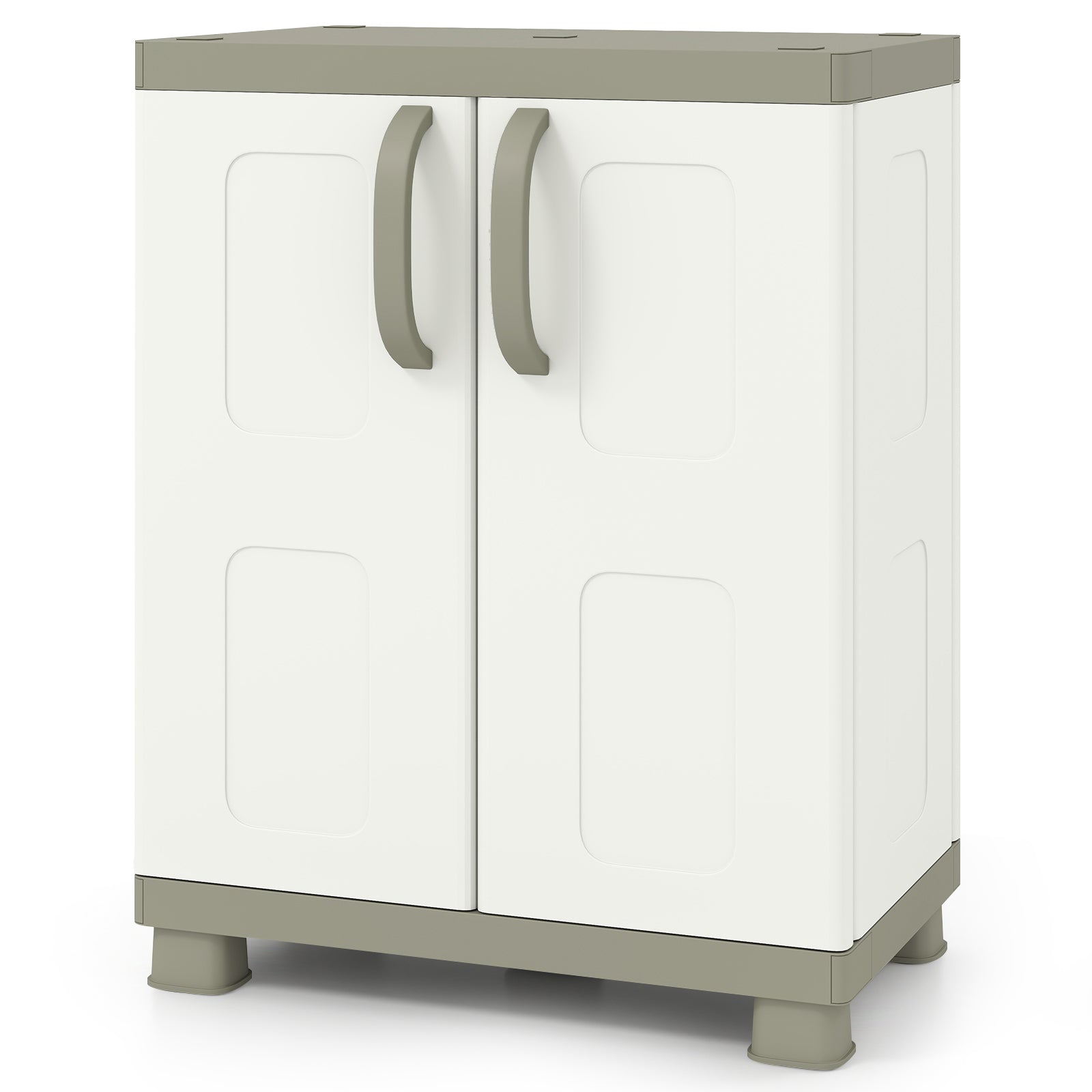 Freestanding Buffet Cabinet Sideboard with 2 Doors and Adjustable Shelves for Kitchen and Garage-Beige