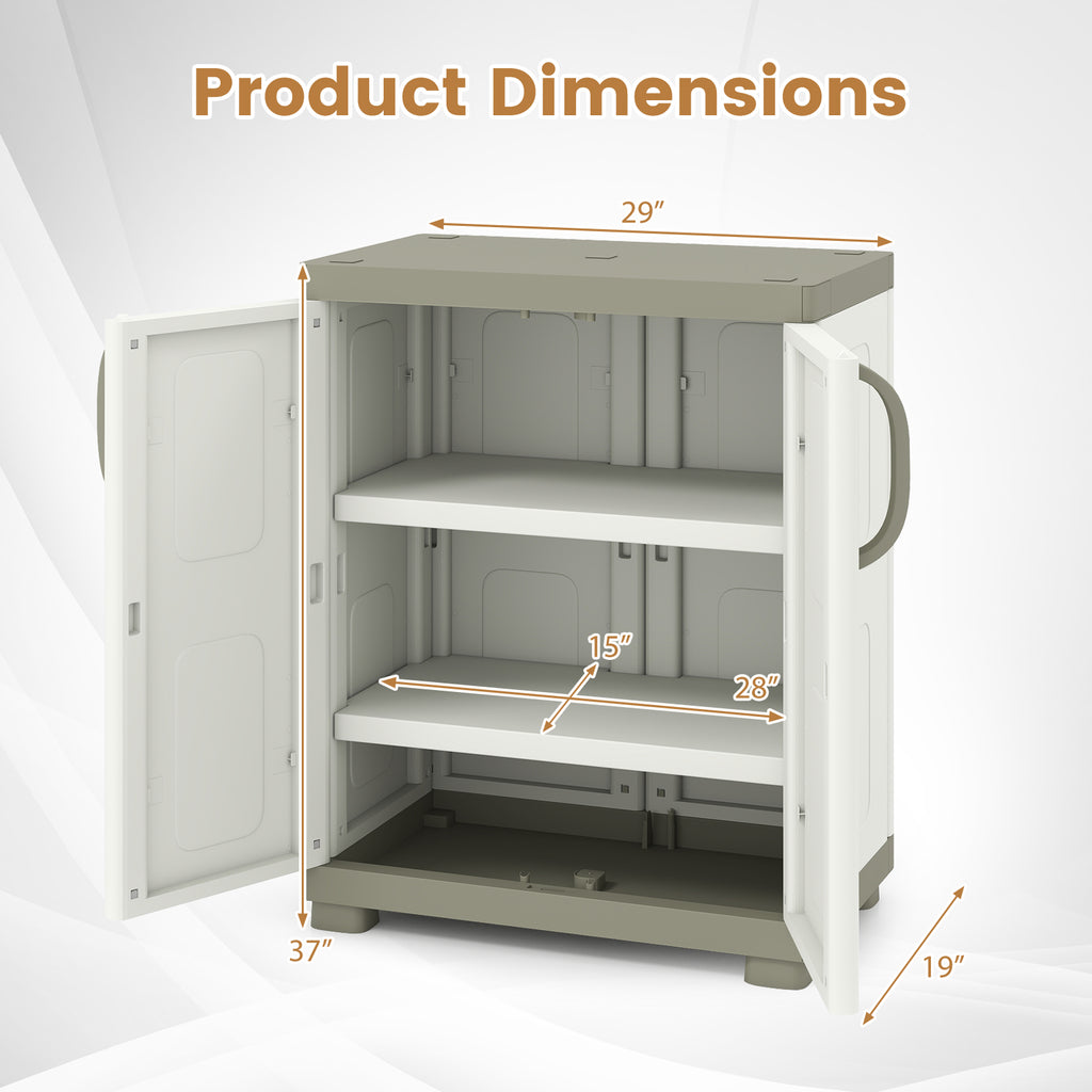 Freestanding Buffet Cabinet Sideboard with 2 Doors and Adjustable Shelves for Kitchen and Garage-Beige