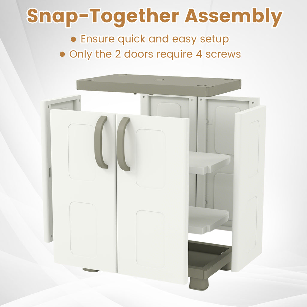 Freestanding Buffet Cabinet Sideboard with 2 Doors and Adjustable Shelves for Kitchen and Garage-Beige