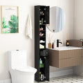 Freestanding Slim Bathroom Cabinet with Drawer and Adjustable Shelves-Black