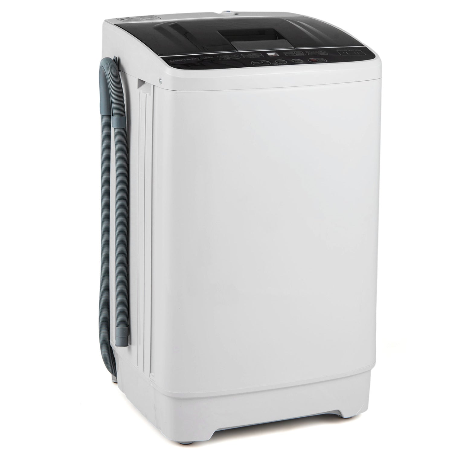 Full Automatic Washing Machine with 8 Preset Programs 6 Water Levels and Built-in Drain Pump-Gray