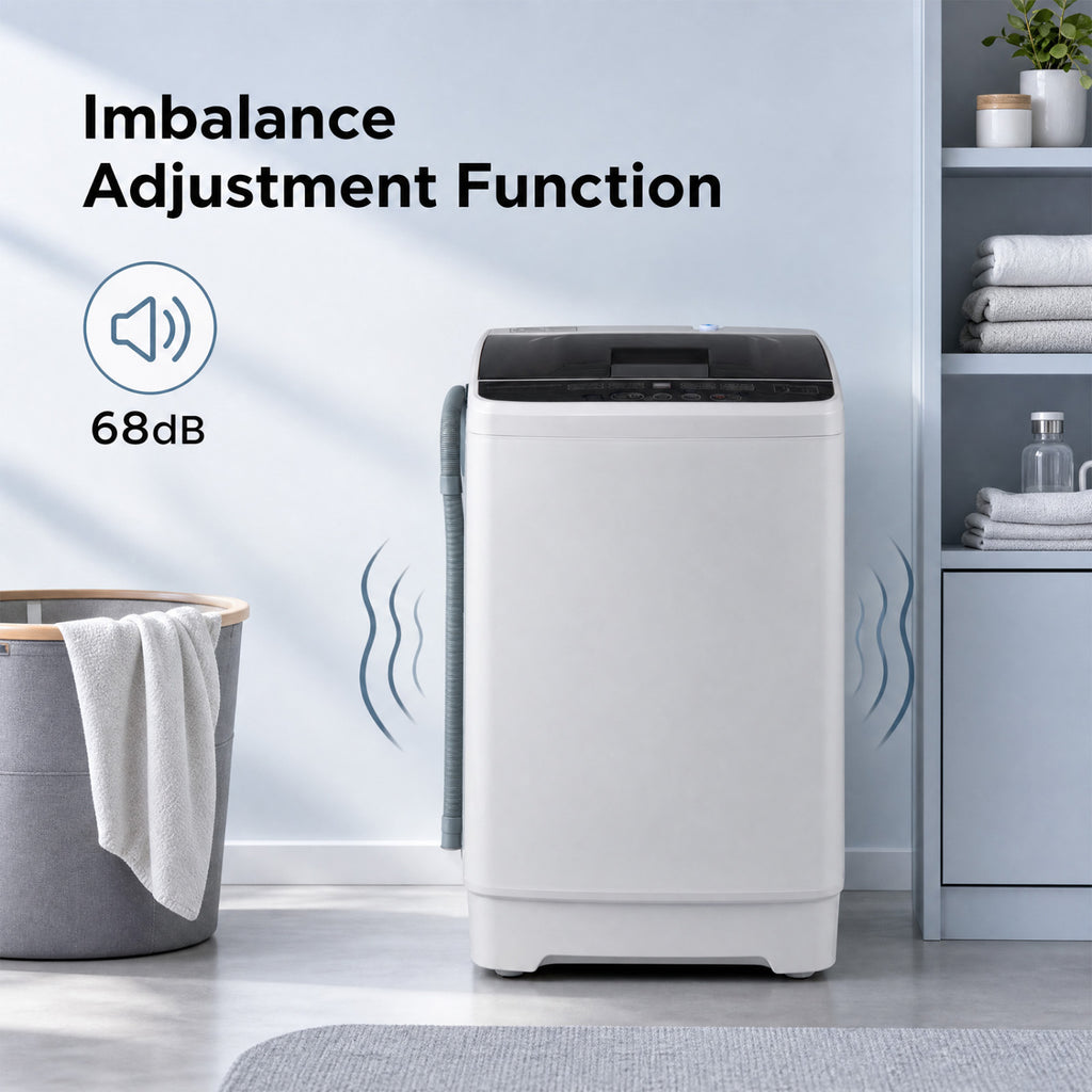 Full Automatic Washing Machine with 8 Preset Programs 6 Water Levels and Built-in Drain Pump-Gray