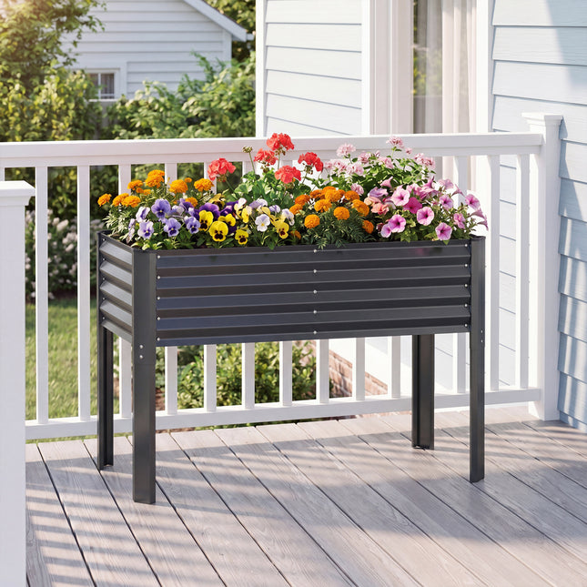 Galvanized Raised Garden Bed with Legs 46" x 24" x 31" Metal Elevated Planter Box-Gray