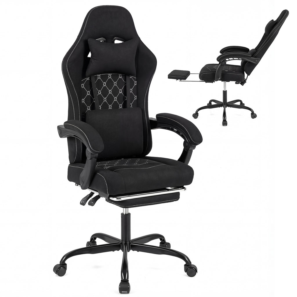 Gaming Chair Height Adjustable Computer Chair with Headrest Video Game Chair-Black