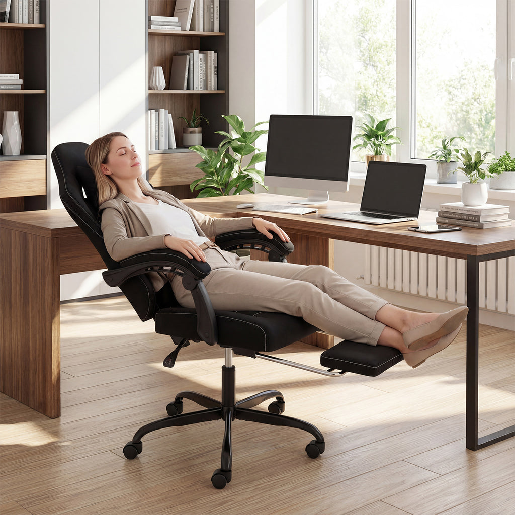Gaming Chair Height Adjustable Computer Chair with Headrest Video Game Chair-Black