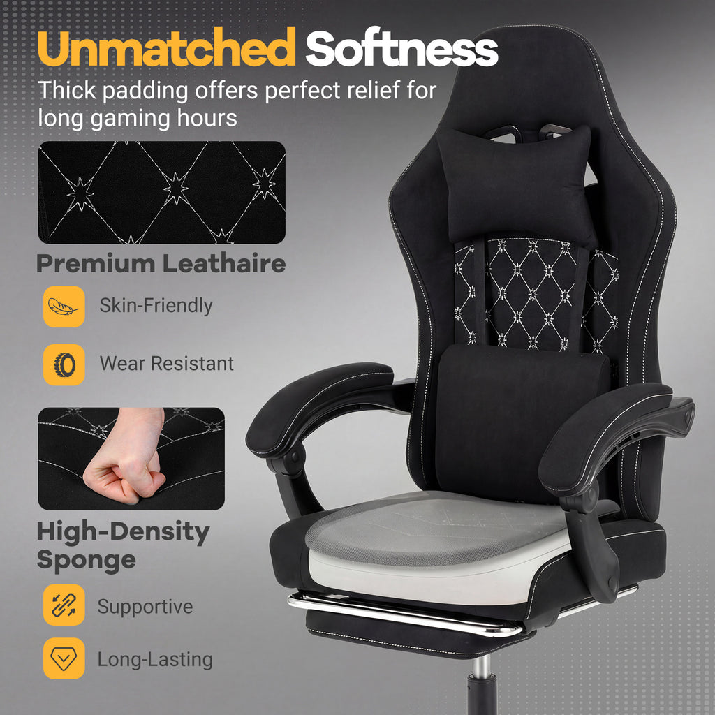 Gaming Chair Height Adjustable Computer Chair with Headrest Video Game Chair-Black