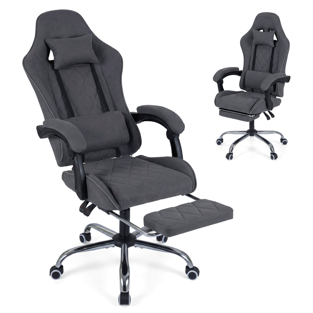 Gaming Chair Height Adjustable Computer Chair with Headrest and Lumbar Support-Gray