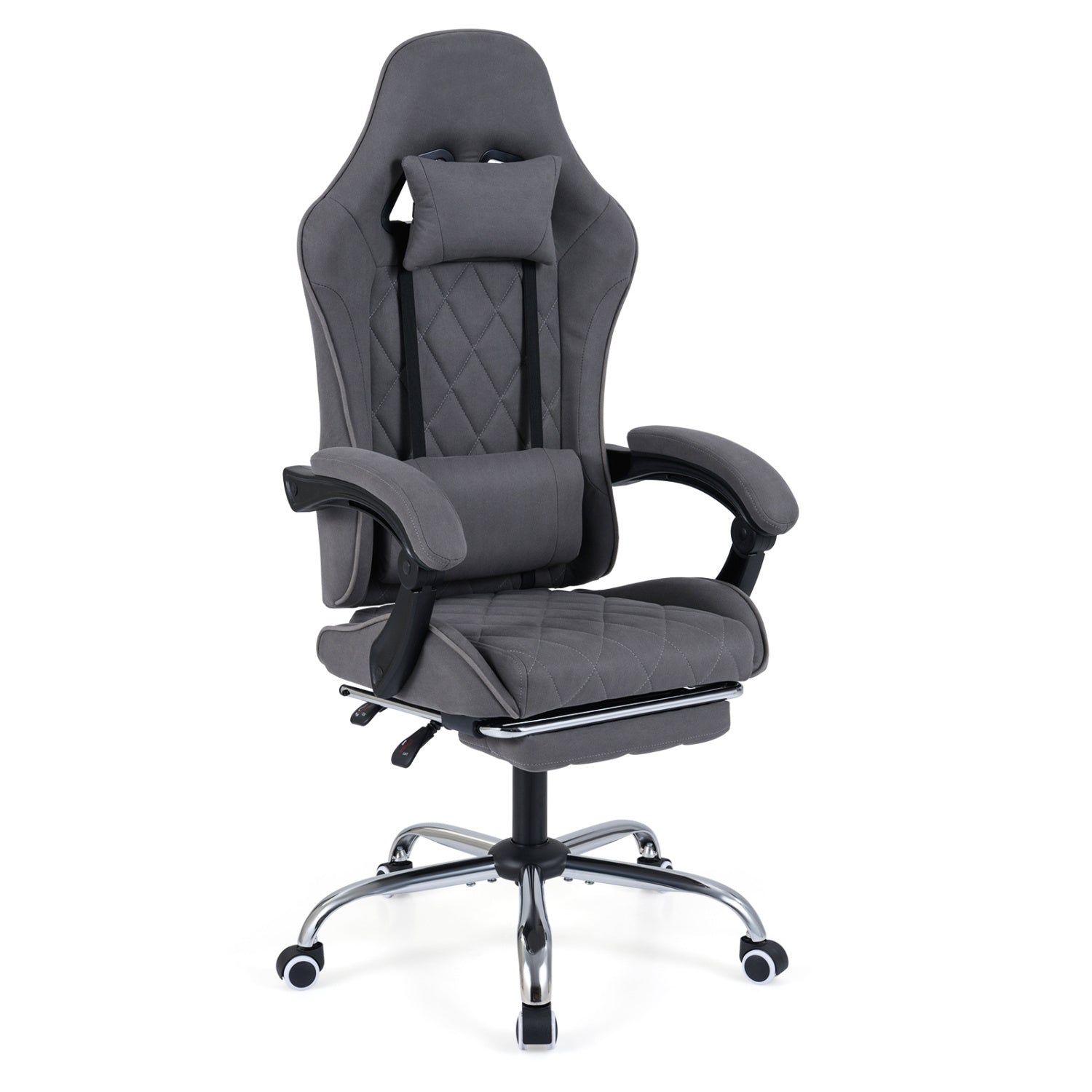 Gaming Chair Height Adjustable Computer Chair with Headrest and Lumbar Support-Gray