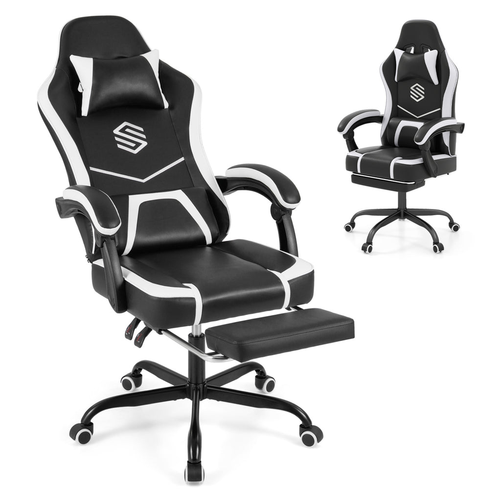 Gaming Chair Height Adjustable Computer Chair with Headrest Ergonomic Office Task Chair-Black
