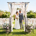Garden Arbor with Gate and Planter Boxes Heavy Duty Metal Arch with Side Trellis