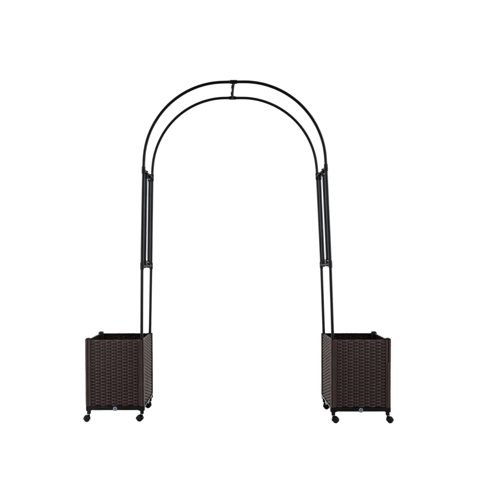 Garden Arch Trellis with 2 Self-watering Planter Boxes for Party Yard Lawn-Black