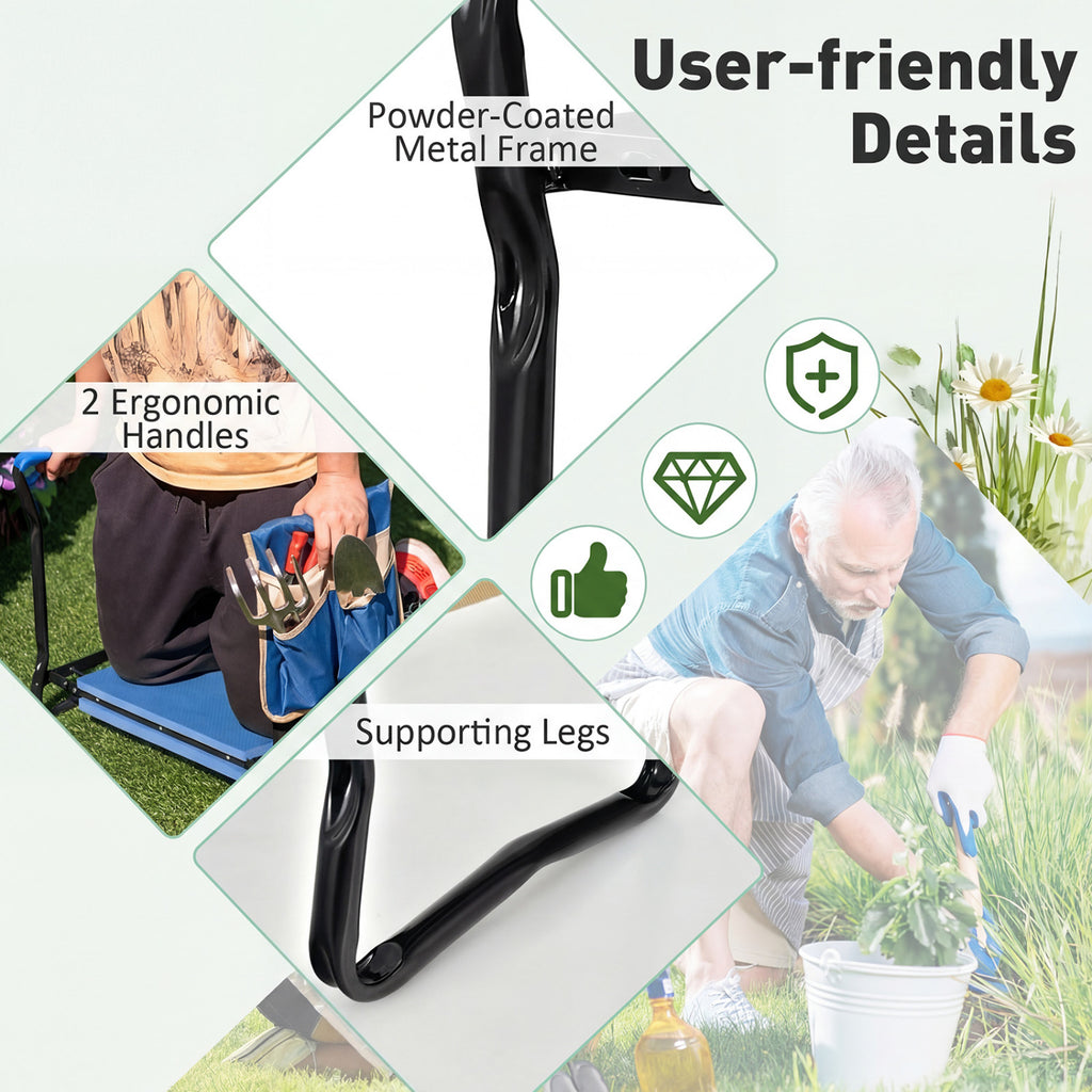 Siège et agenouilloir de jardin pliable et robuste - Bleu