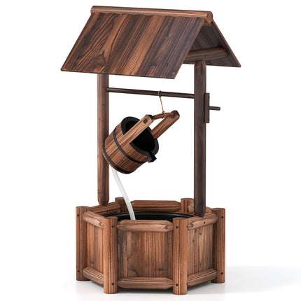 Garden Wooden Wishing Water Fountain with Pump