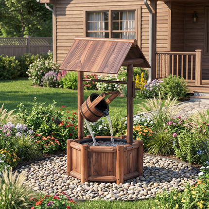 Garden Wooden Wishing Water Fountain with Pump