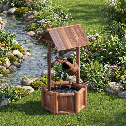 Garden Wooden Wishing Water Fountain with Pump