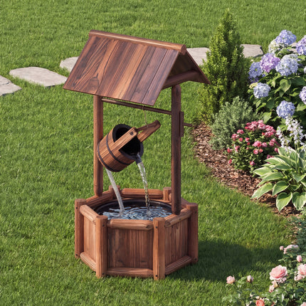 Garden Wooden Wishing Water Fountain with Pump