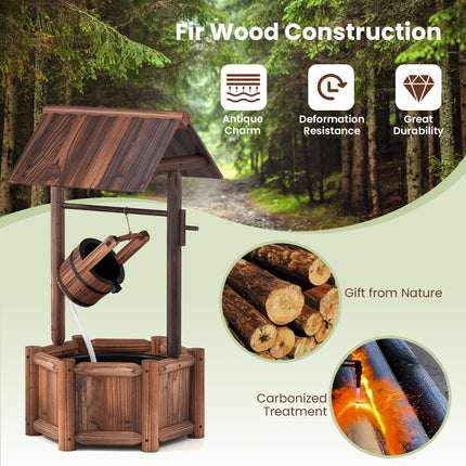Garden Wooden Wishing Water Fountain with Pump