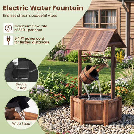 Garden Wooden Wishing Water Fountain with Pump