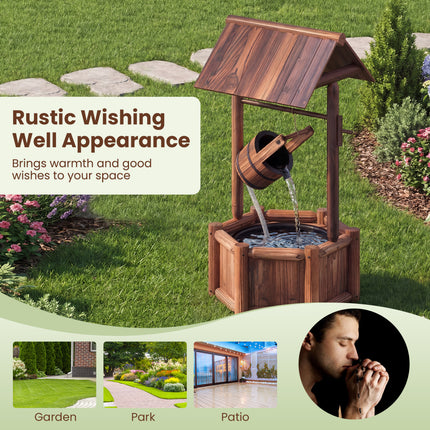 Garden Wooden Wishing Water Fountain with Pump