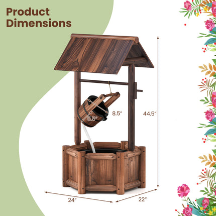 Garden Wooden Wishing Water Fountain with Pump
