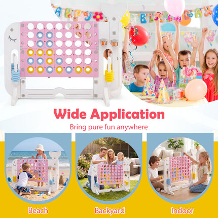 Giant 4-to-Score Game Set Jumbo Connect Four Game with Ring-toss-Pink