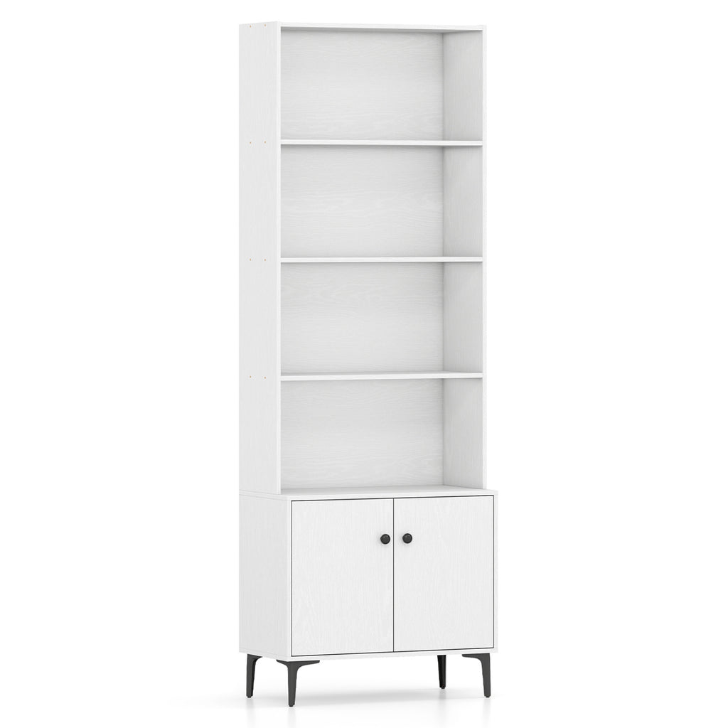 Giantex Bookshelf with Doors and 2 Anti-Tipping Kits for Home Office-White